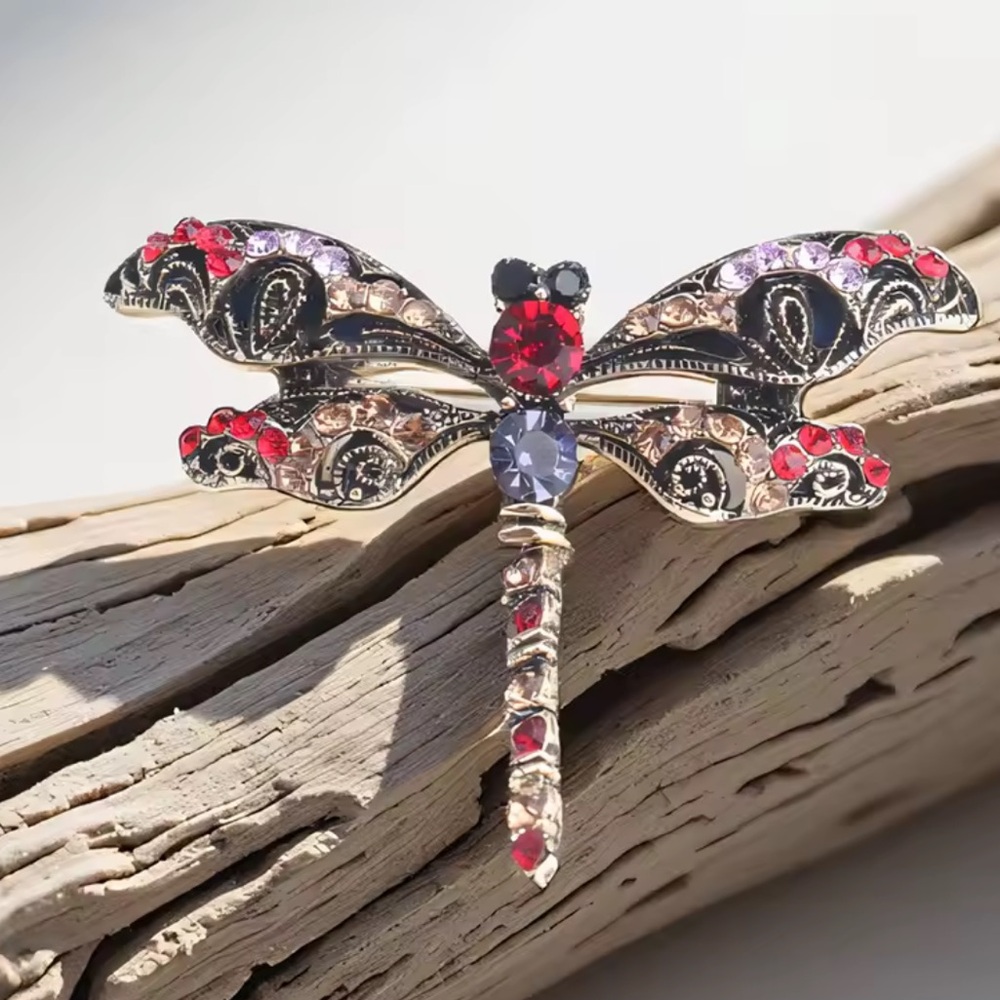 Dragonfly Brooch multicolor stone blue red